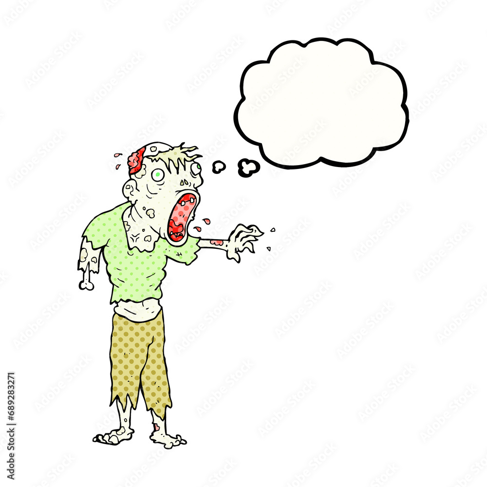 freehand drawn thought bubble cartoon zombie freehand drawn thought bubble cartoon zombie