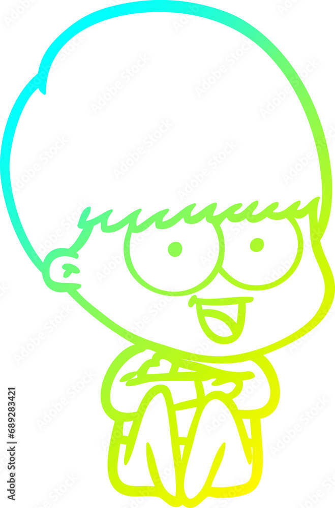 cold gradient line drawing of a happy cartoon boy cold gradient line drawing of a happy cartoon boy