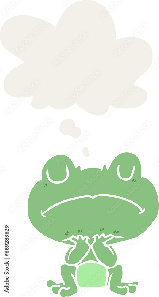 cartoon frog with thought bubble in retro style cartoon frog with thought bubble in retro style