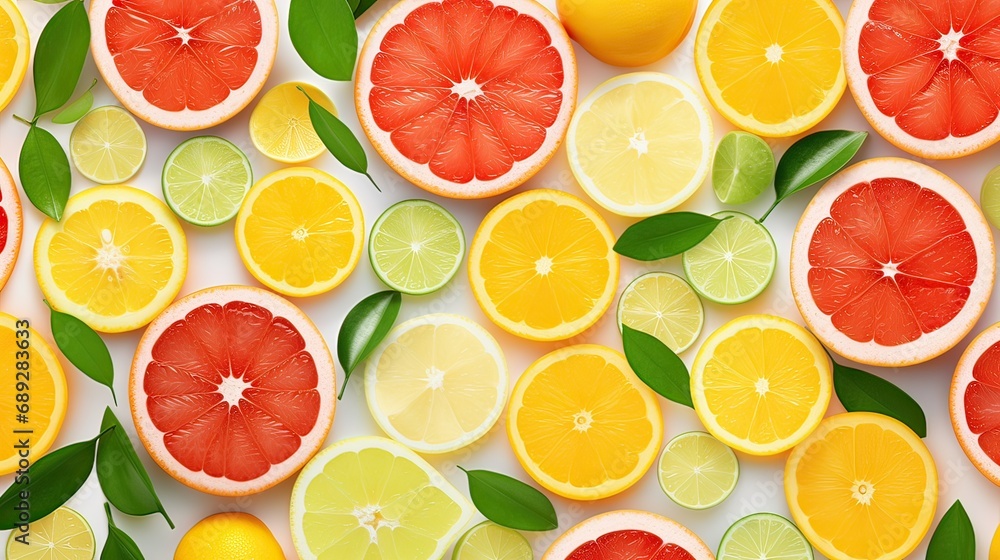 Background of sliced citrus fruits, slices of lemons limes oranges and grapefruits Background of sliced citrus fruits, slices of lemons limes oranges and grapefruits