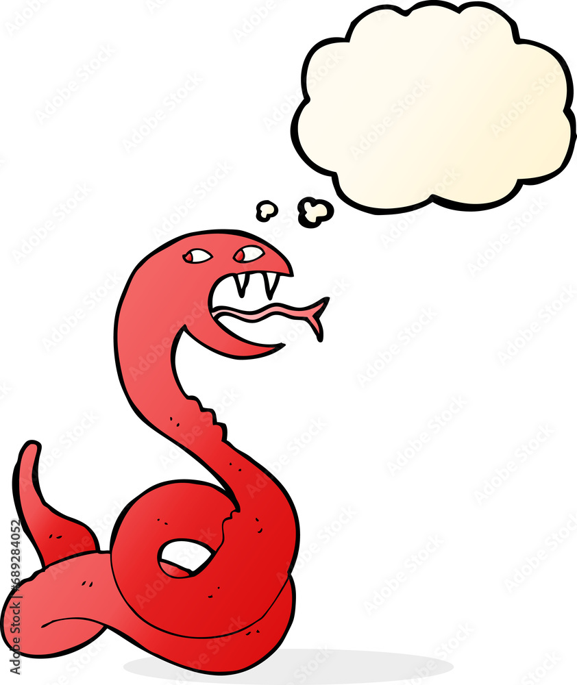 Fototapeta premium cartoon hissing snake with thought bubble