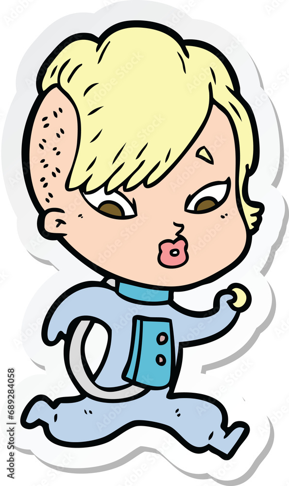 sticker of a cartoon surprised girl sticker of a cartoon surprised girl