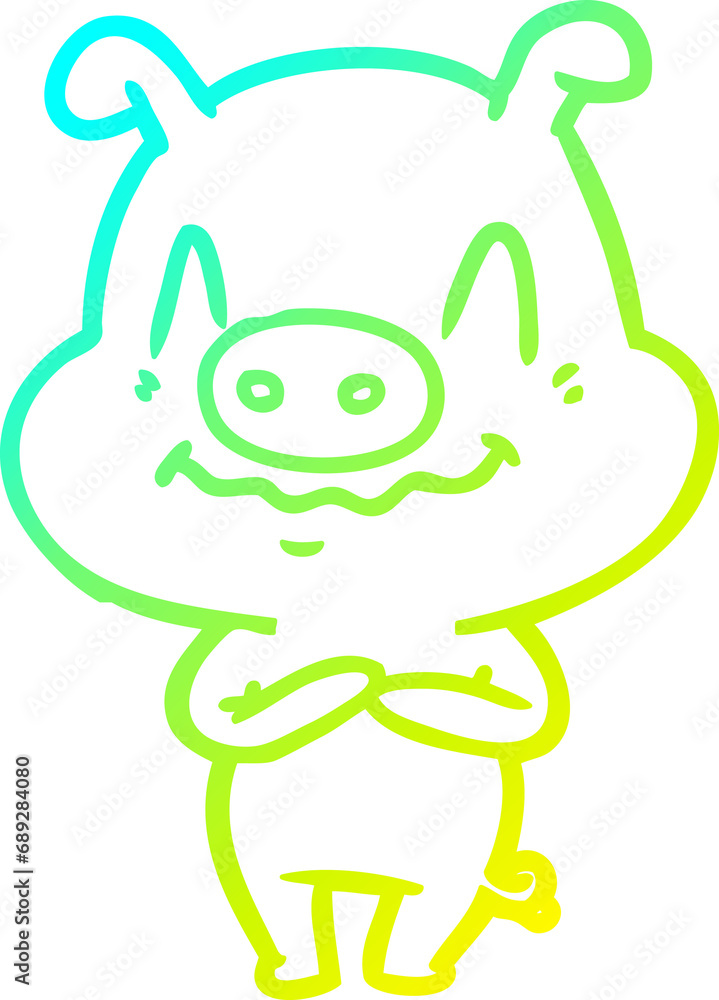cold gradient line drawing of a nervous cartoon pig cold gradient line drawing of a nervous cartoon pig
