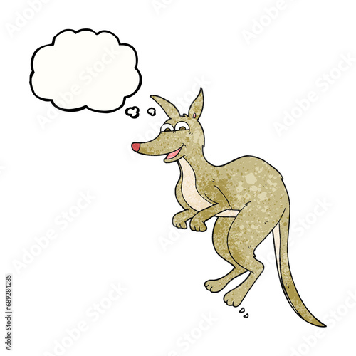 freehand drawn thought bubble textured cartoon kangaroo