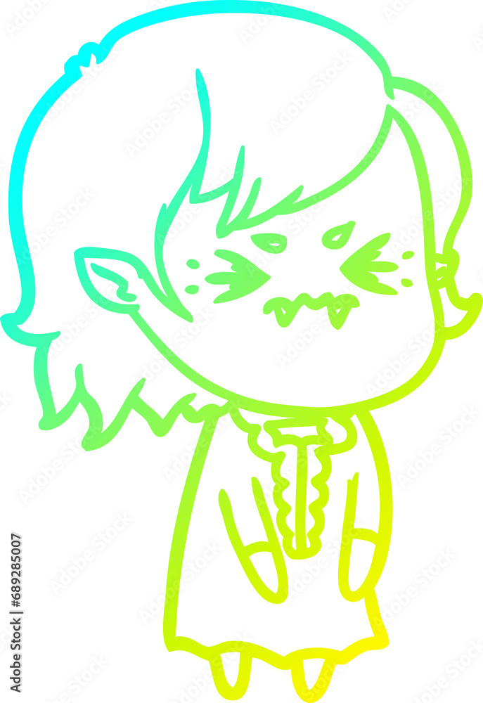 cold gradient line drawing of a annoyed cartoon vampire girl cold gradient line drawing of a annoyed cartoon vampire girl