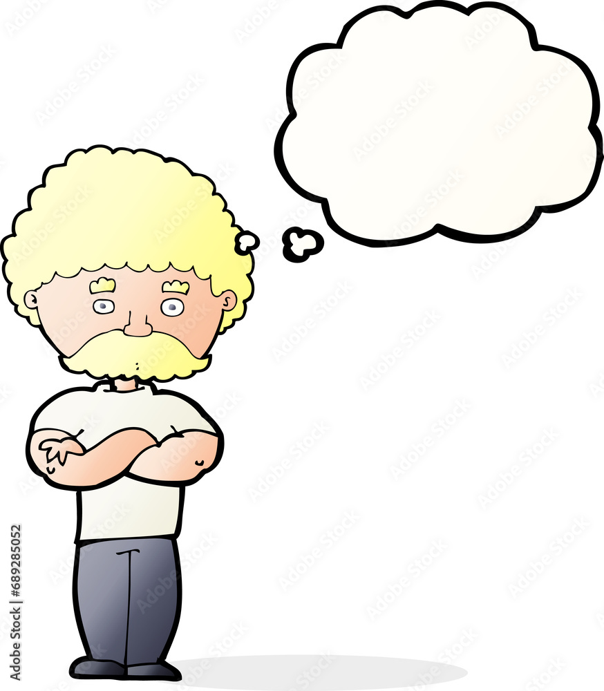 cartoon dad with folded arms with thought bubble cartoon dad with folded arms with thought bubble