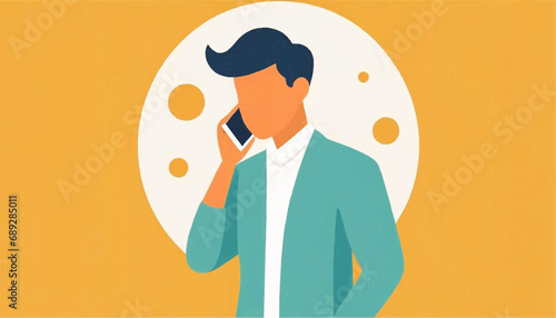 スマートフォンで電話する男性