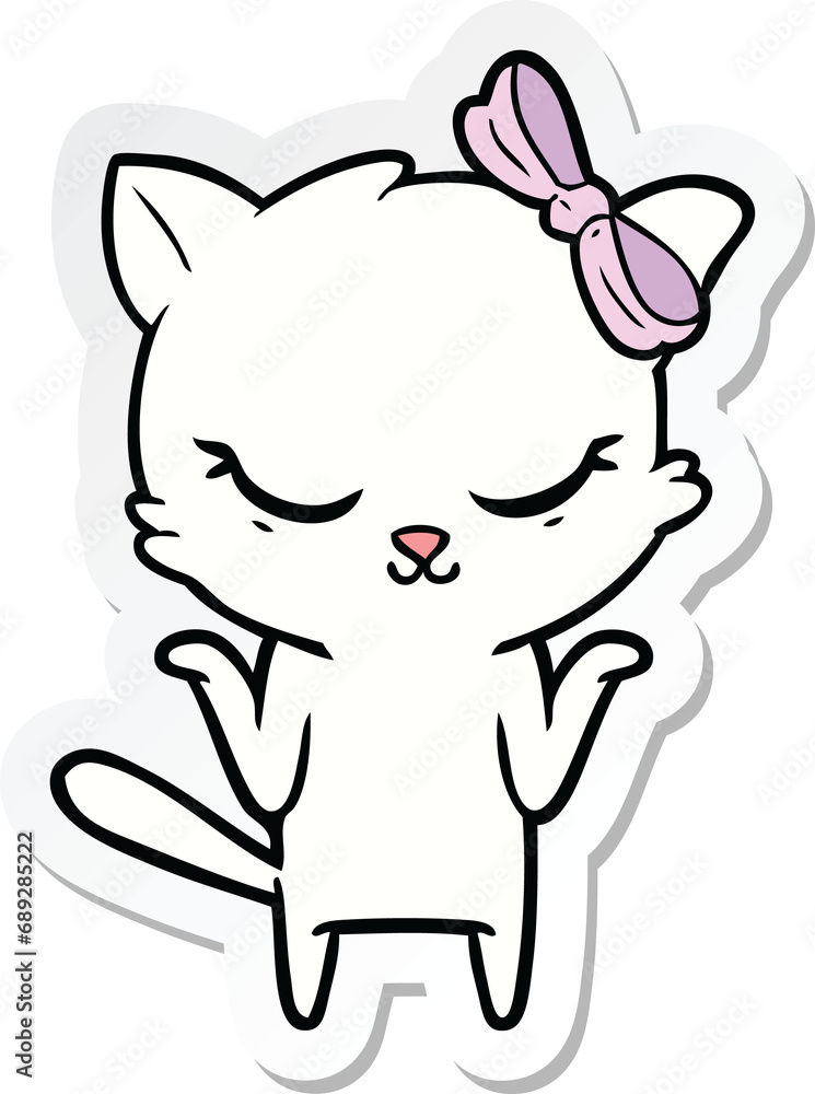 sticker of a cute cartoon cat with bow sticker of a cute cartoon cat with bow