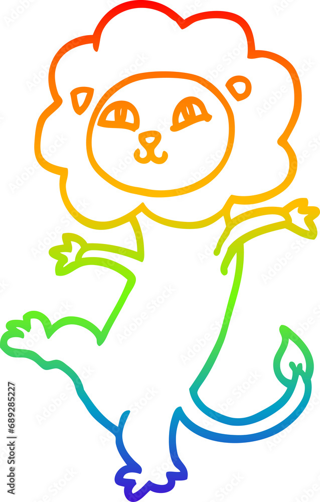 Obraz premium rainbow gradient line drawing of a cartoon lion