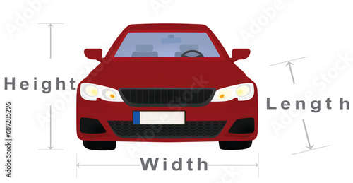 Car dimensions icon. vector illustration