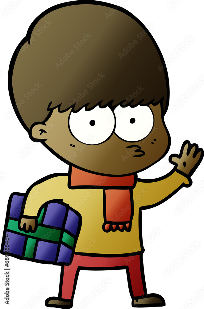 Fototapeta premium nervous cartoon boy