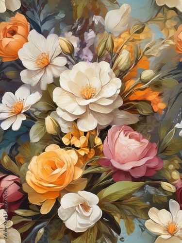 Free Captivating Floral Bouquet Exquisite Oil Painting Style, Generative Ai
