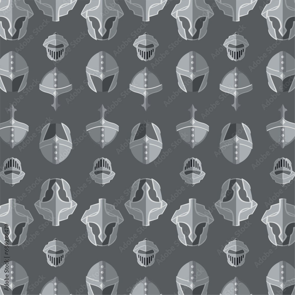 Medieval helmet icons Pattern background Vector Medieval helmet icons Pattern background Vector