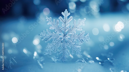 Winter landscape, macro snowflake, sunset in winter © 500percent