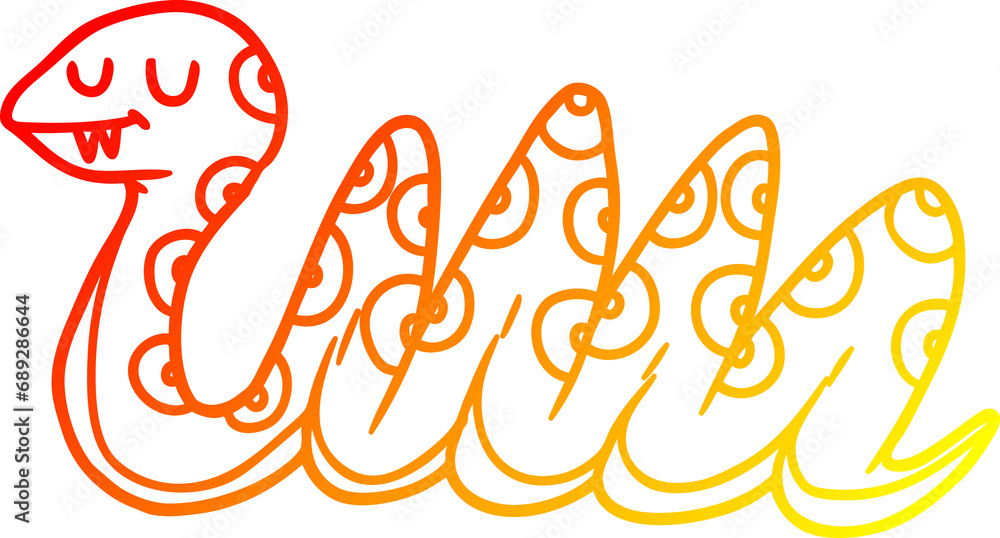 warm gradient line drawing of a cartoon snake warm gradient line drawing of a cartoon snake