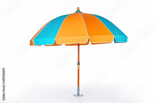 Multicolored beach umbrella on a white background  layout  professional photo