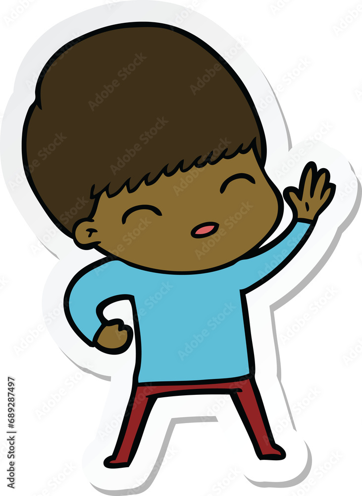 sticker of a happy cartoon boy sticker of a happy cartoon boy