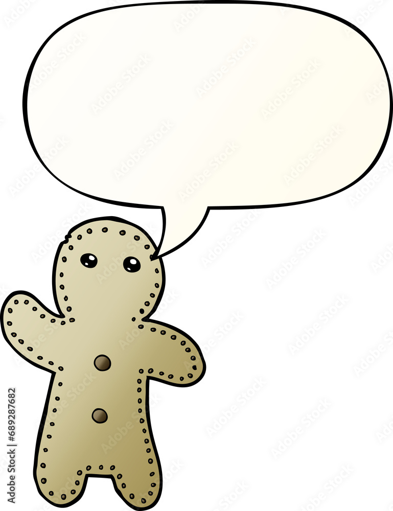 cartoon gingerbread man with speech bubble in smooth gradient style cartoon gingerbread man with speech bubble in smooth gradient style