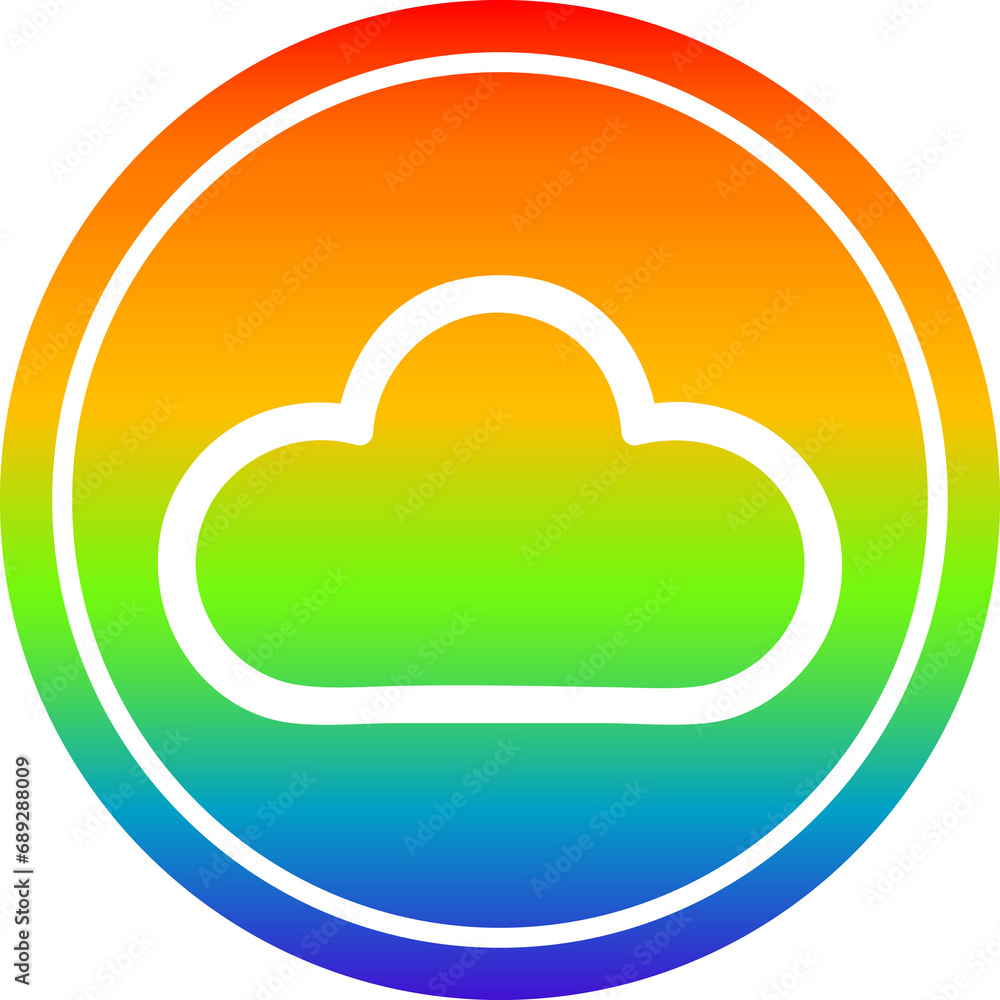weather cloud circular icon with rainbow gradient finish weather cloud circular icon with rainbow gradient finish