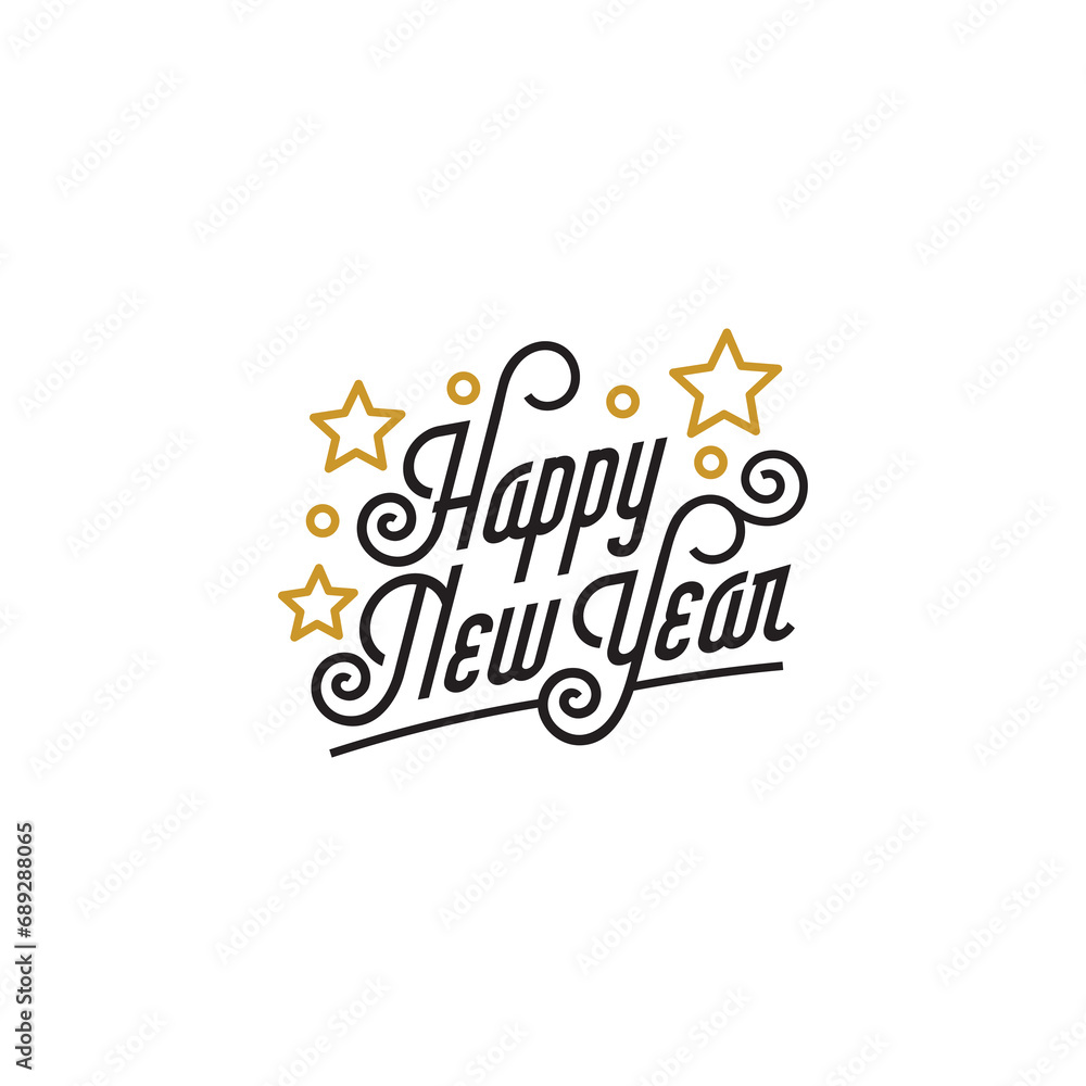 Fototapeta premium Happy New Year Letter. Holiday greeting card. Calligraphy text vector illustration template