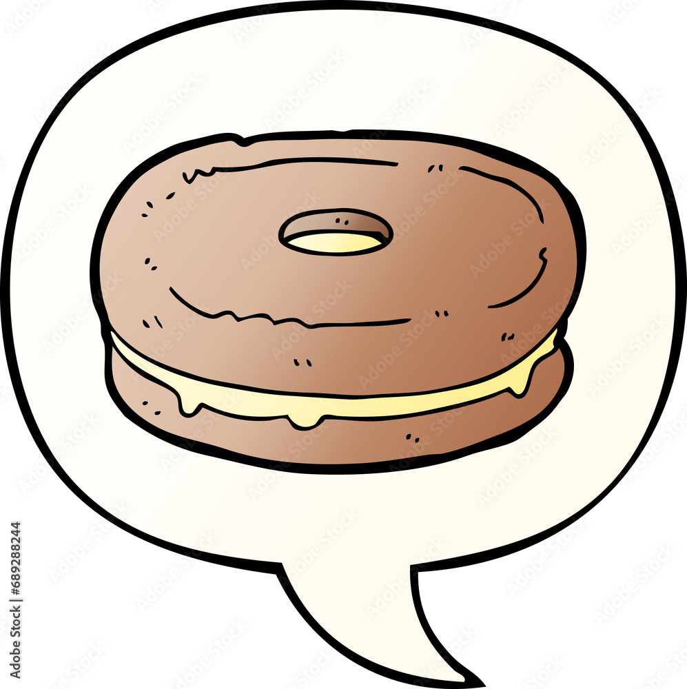 cartoon biscuit with speech bubble in smooth gradient style cartoon biscuit with speech bubble in smooth gradient style