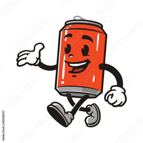 Walking Soda Can cartoon mascot illustration character vector clip art