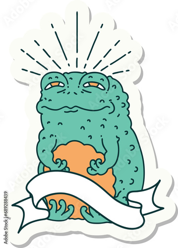 sticker of a tattoo style toad character photo