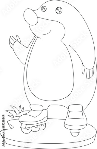 Mole Inline skating Roller skates Sports Animal Vector Graphic Art Illustration