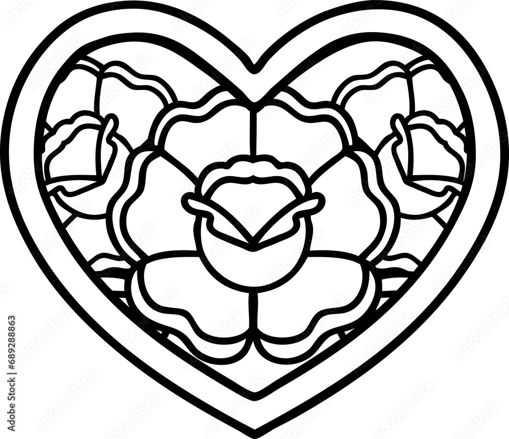 tattoo in black line style of a heart and flowers tattoo in black line style of a heart and flowers