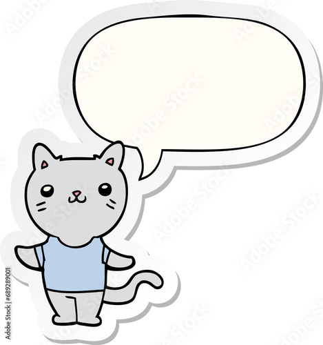 cartoon cat with speech bubble sticker