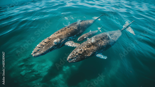 Vista aérea de una pareja de ballenas photo