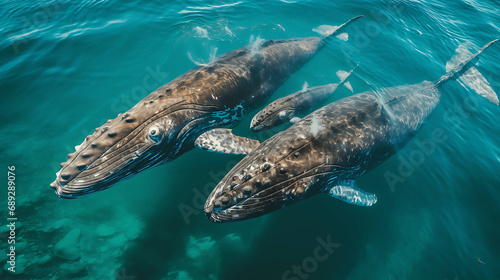 Vista aérea de una pareja de ballenas