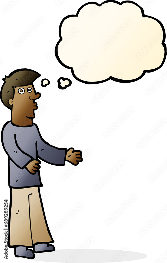 Fototapeta premium cartoon curious man with thought bubble