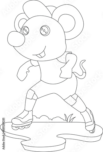 Mouse Inline skating Roller skates Sports Animal Vector Graphic Art Illustration