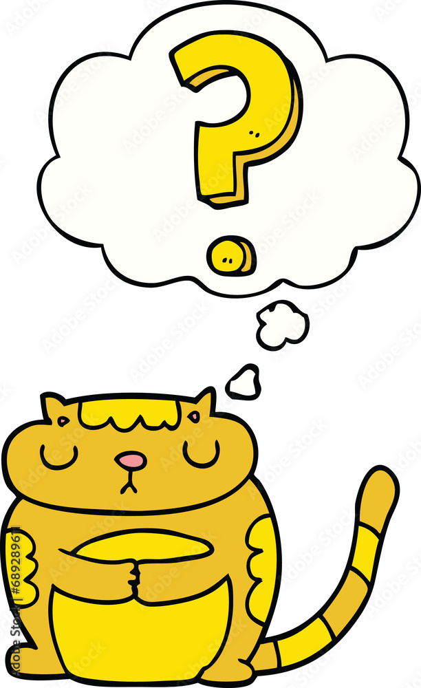 cartoon cat with question mark with thought bubble cartoon cat with question mark with thought bubble