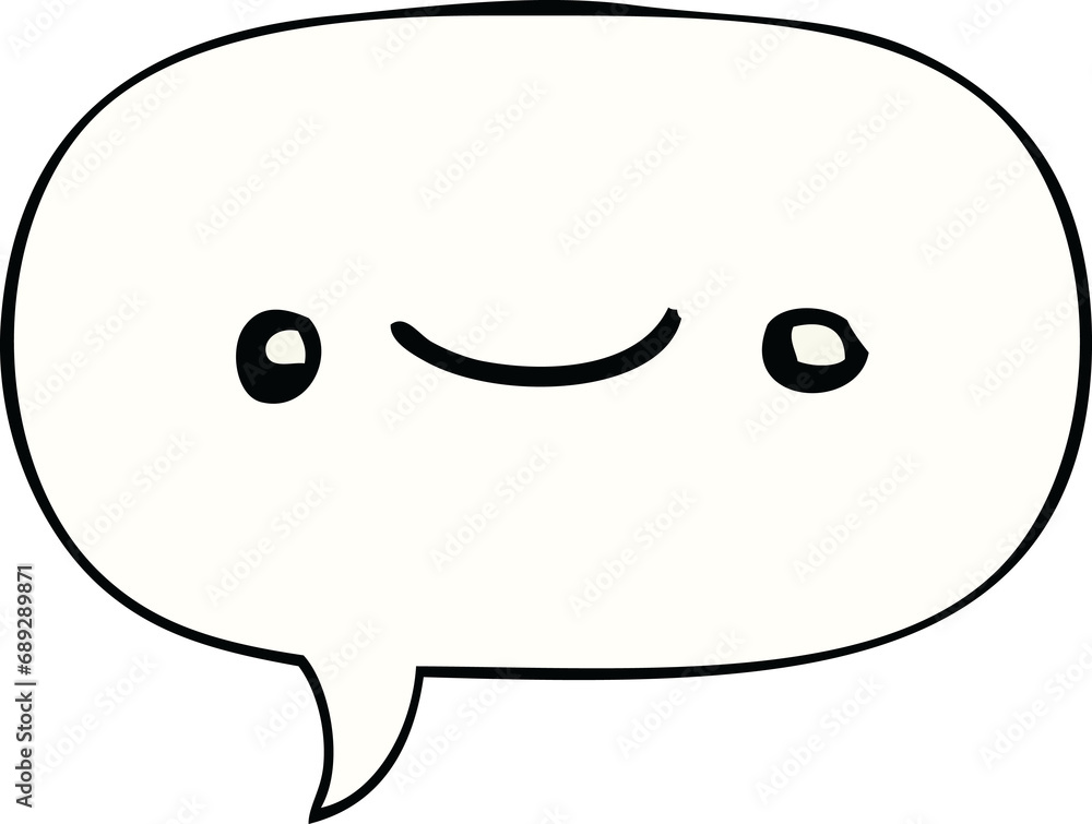 happy cartoon face with speech bubble