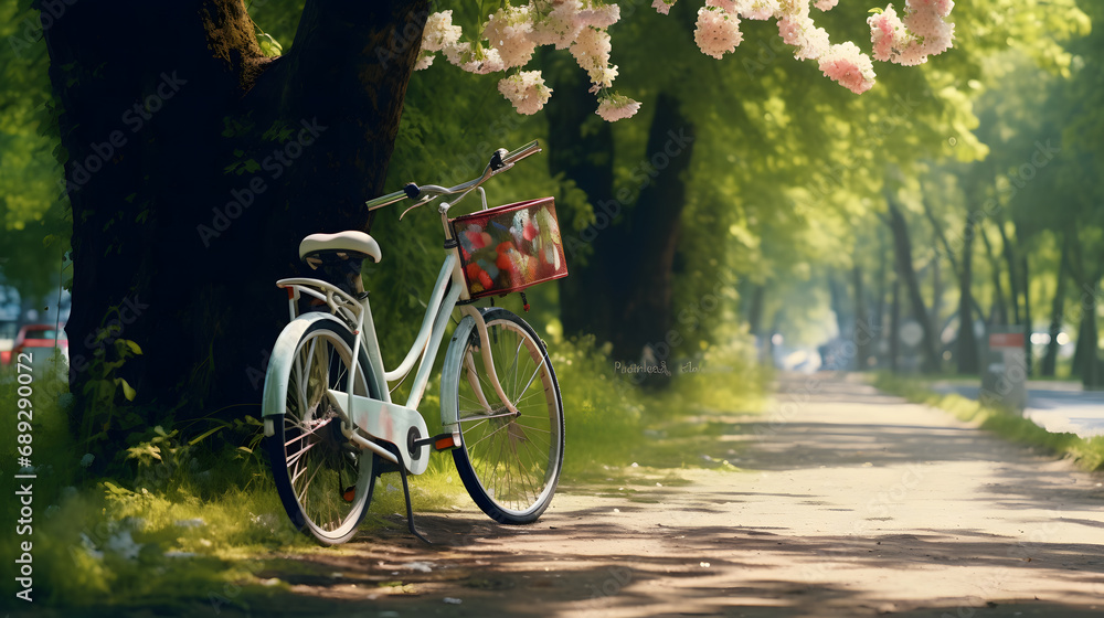 Fototapeta premium bicycle in fresh summer park.