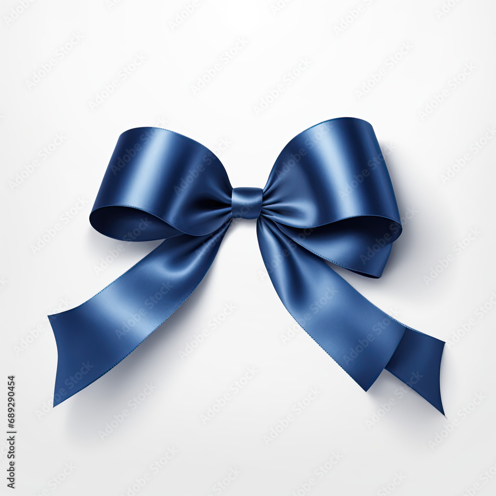 Blue bow isolated on white background. Top view. Blue bow isolated on white background. Top view.