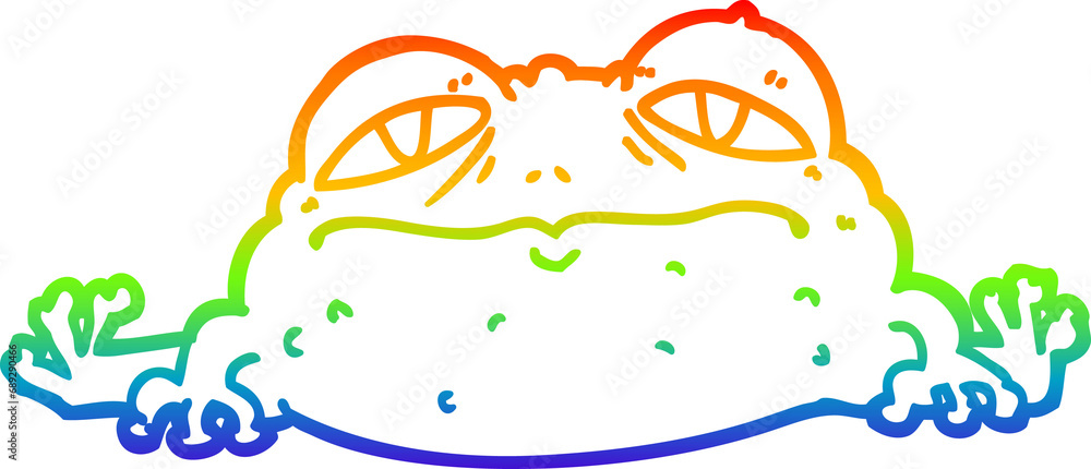 rainbow gradient line drawing of a cartoon ugly frog rainbow gradient line drawing of a cartoon ugly frog