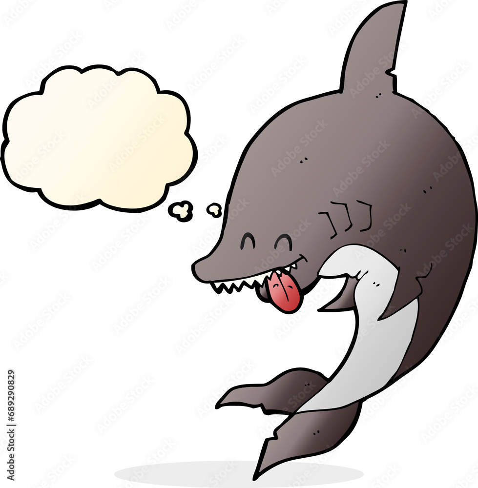 funny cartoon shark with thought bubble funny cartoon shark with thought bubble