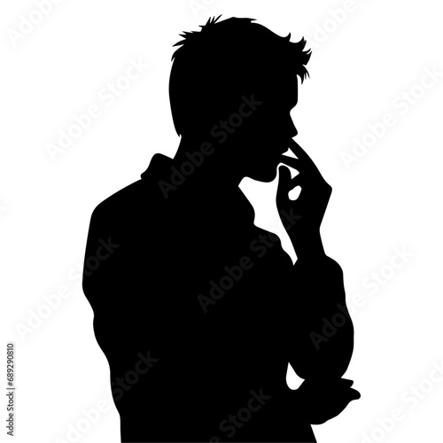 A man Thinking vector silhouette, silhouette, black color, tension man, 