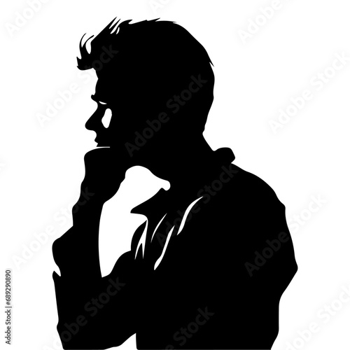 A man Thinking vector silhouette, silhouette, black color, tension man, 