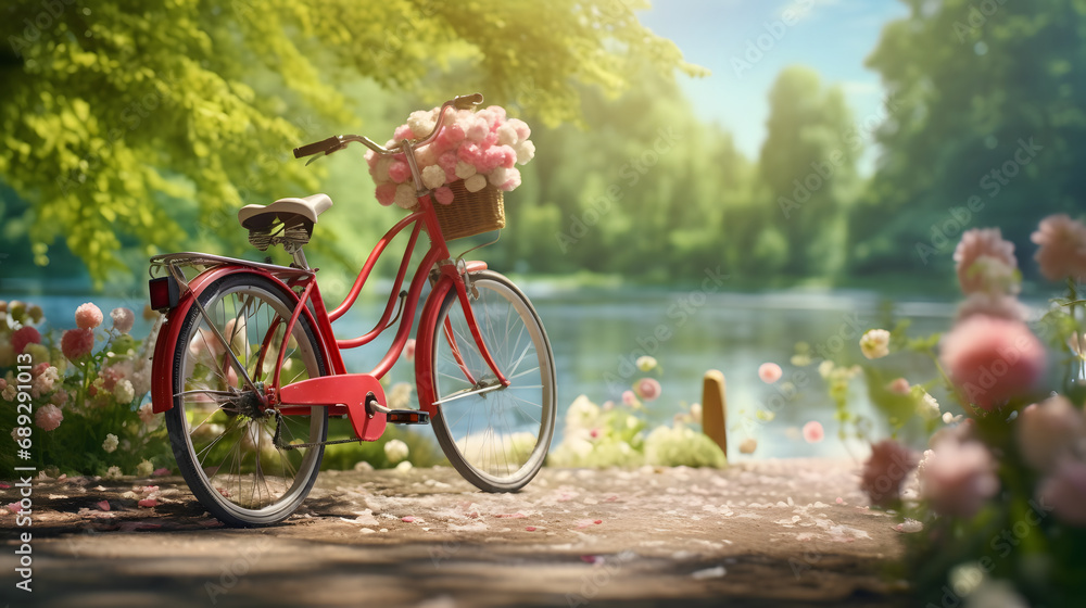 Fototapeta premium bicycle in fresh summer park.