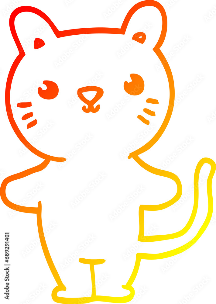 warm gradient line drawing of a cartoon cat warm gradient line drawing of a cartoon cat