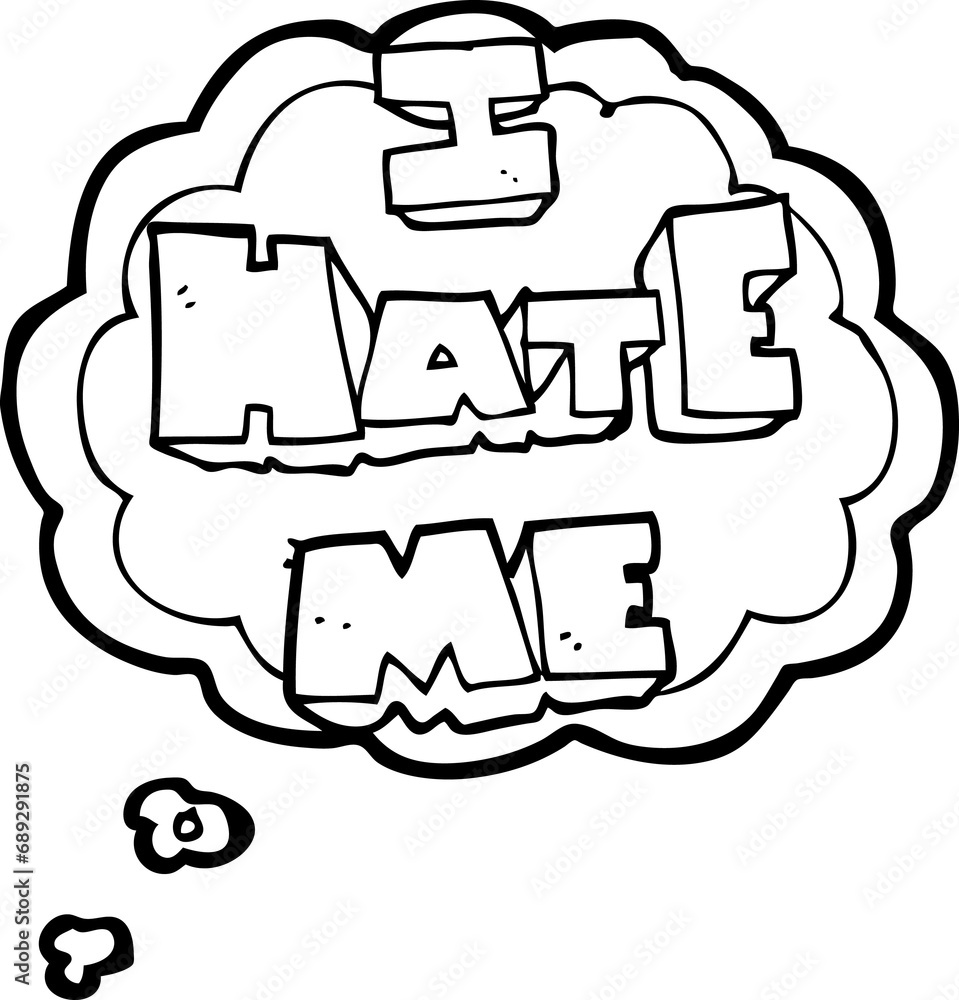I hate me freehand drawn thought bubble cartoon symbol I hate me freehand drawn thought bubble cartoon symbol