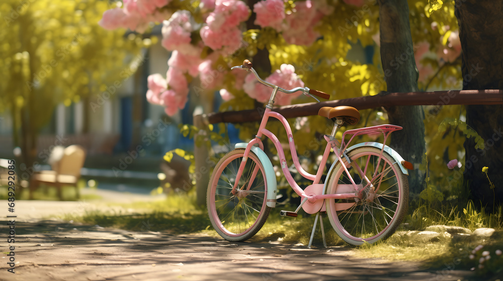 bicycle in fresh summer park.