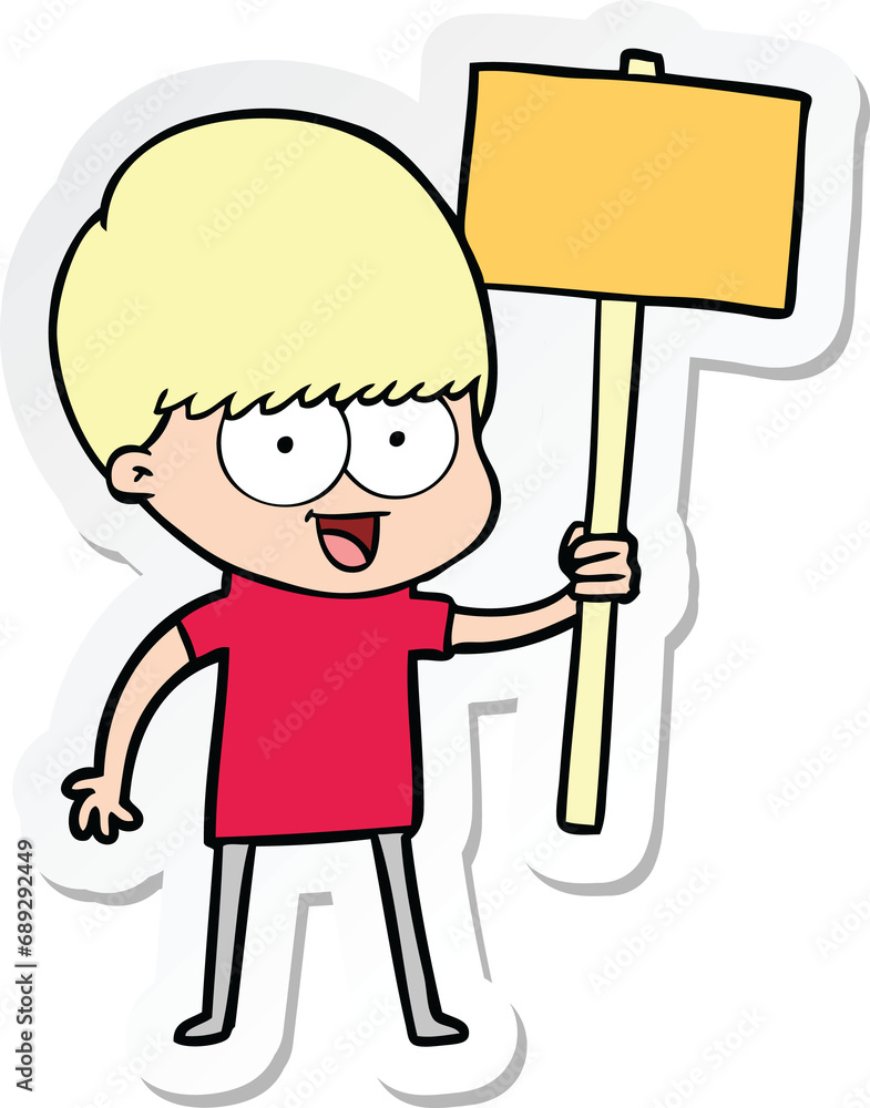 sticker of a happy cartoon boy sticker of a happy cartoon boy