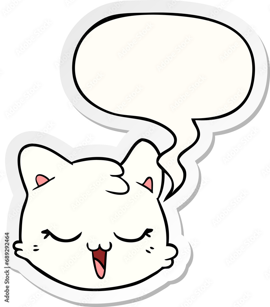 cartoon cat face with speech bubble sticker cartoon cat face with speech bubble sticker