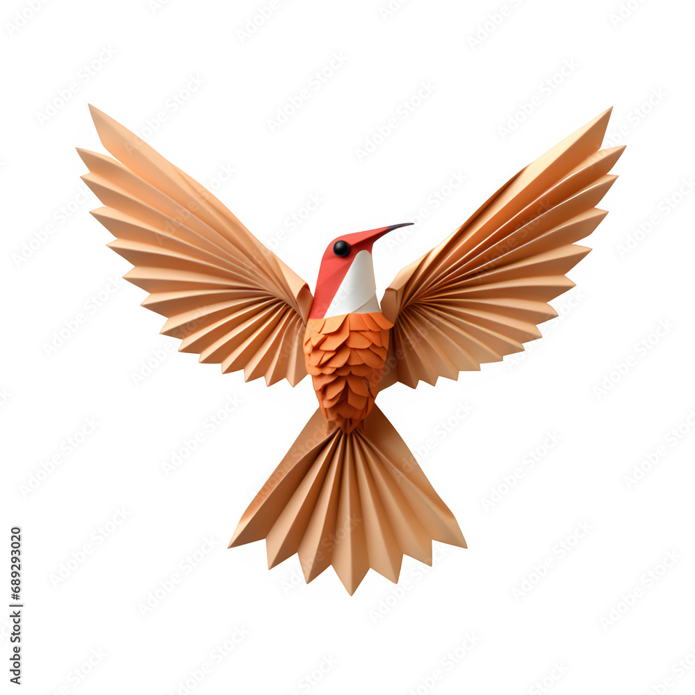 Obraz premium cardboard bird origami art isolated on transparent background ,generative ai