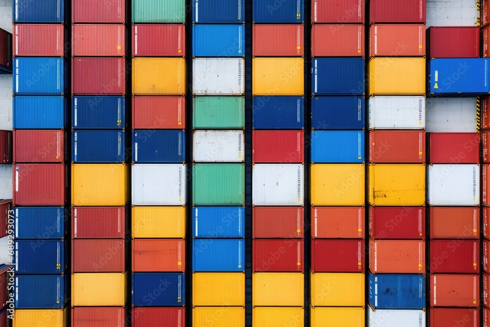 A detailed view of a massive container ship. This image can be used to depict global trade, shipping industry, or transportation logistics A detailed view of a massive container ship. This image can be used to depict global trade, shipping industry, or transportation logistics